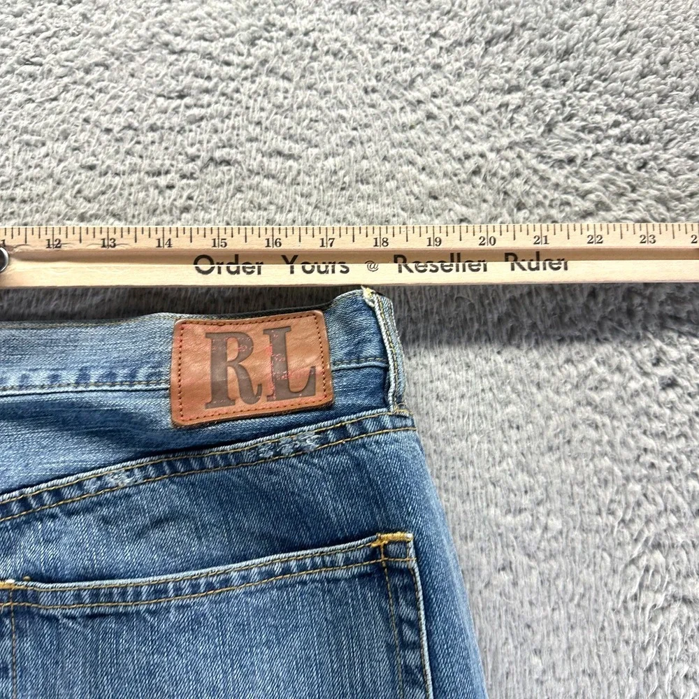 VTG Polo Ralph Lauren Jeans Men 36x30‎ Blue Denim Straight Baggy Workwear Faded